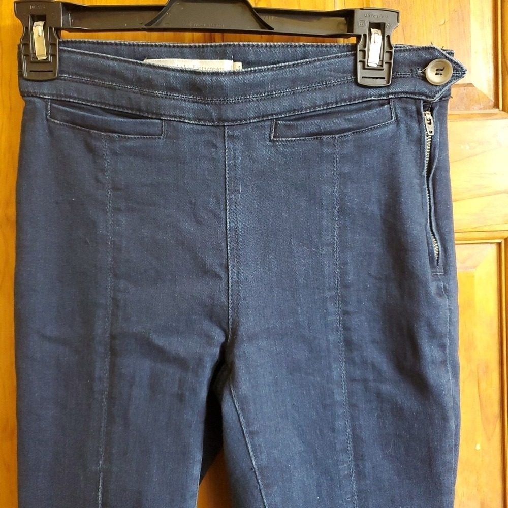 Pilcro 28x28 High Rise Skinny Jeans Womens Blue Side Zip Split Hem Anthropologie